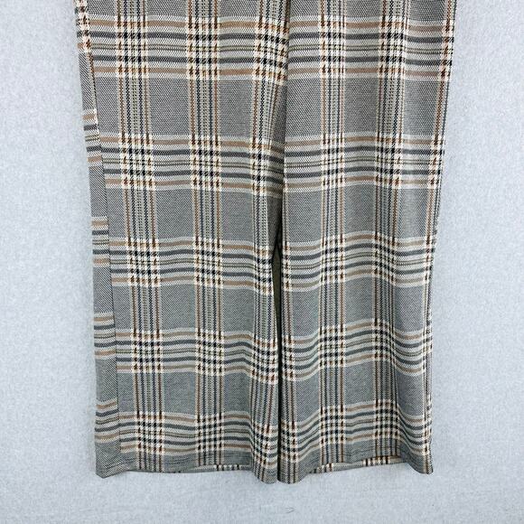 Cato Womans Sz XL Wide Leg Pants Plaid Pull On Comfort Stretch Tan Brown - Picture 3 of 8
